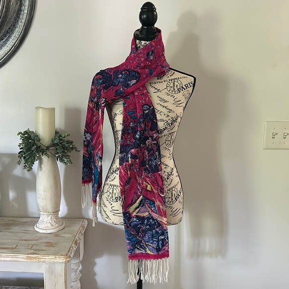 Colorful 100% Wool Scarf Wrap - Picture 1 of 4